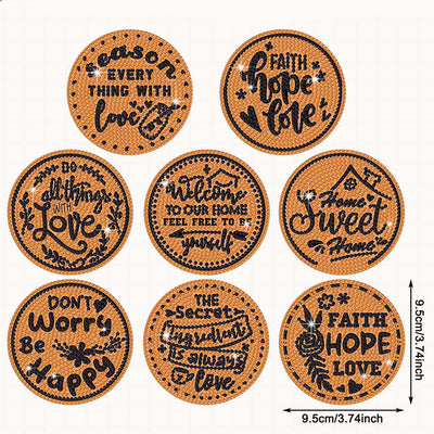 Inspirational Text Diamond Painting Coasters 8Pcs