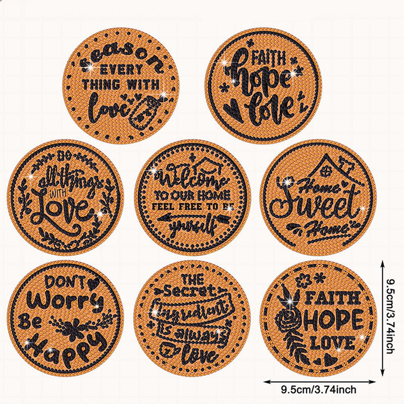 Inspirational Text Diamond Painting Coasters 8Pcs