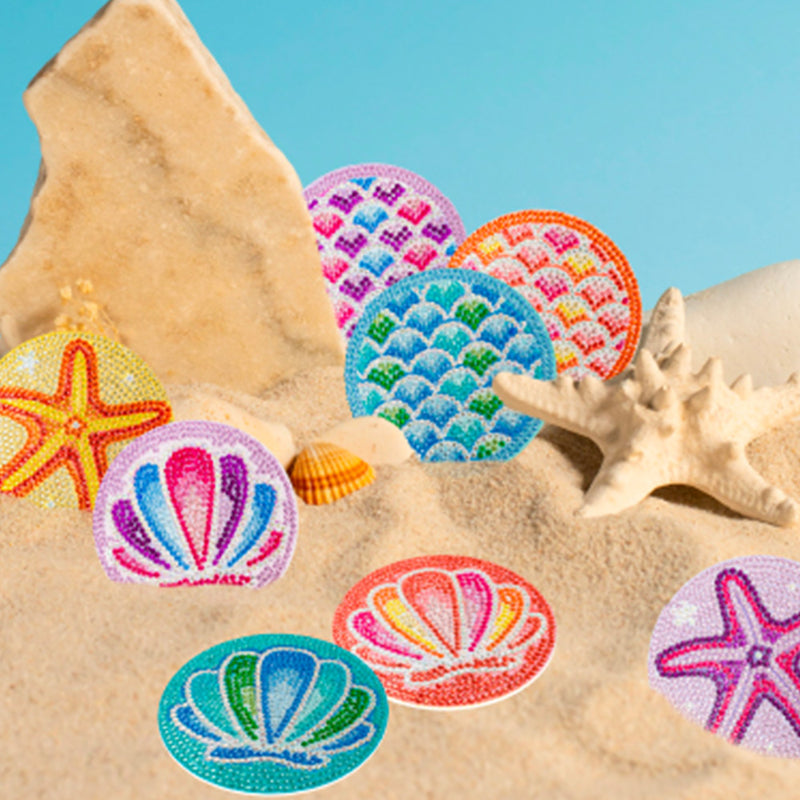 Starfish and Shells Diamond Painting Coasters 8Pcs