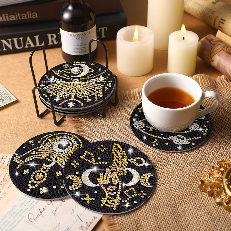 Mysterious Moon and Sun Diamond Painting Coasters 8Pcs