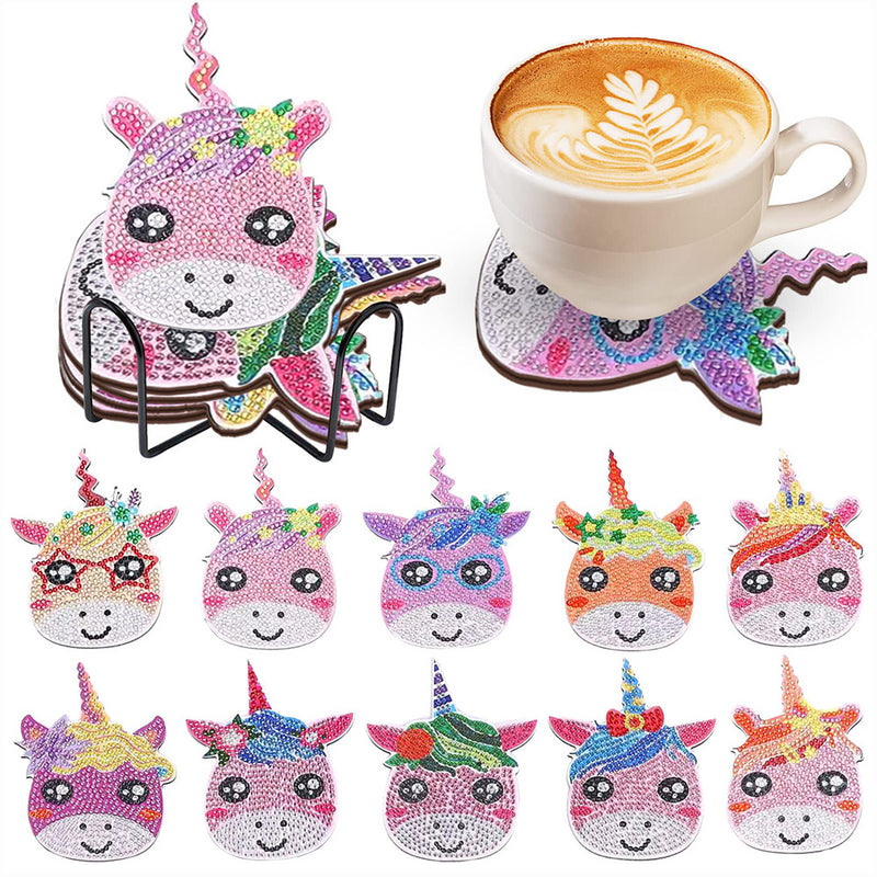 Cute Rainbow Unicorn Diamond Painting Coasters 10Pcs