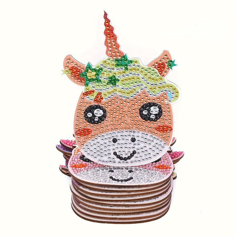 Cute Rainbow Unicorn Diamond Painting Coasters 10Pcs