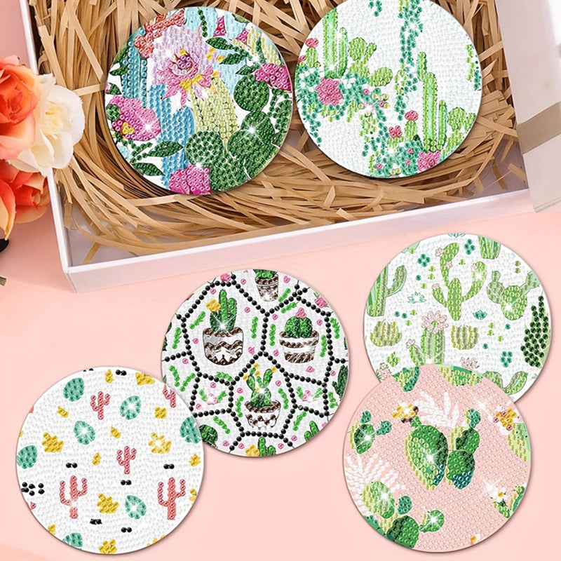 Cactus Diamond Painting Coasters 8Pcs