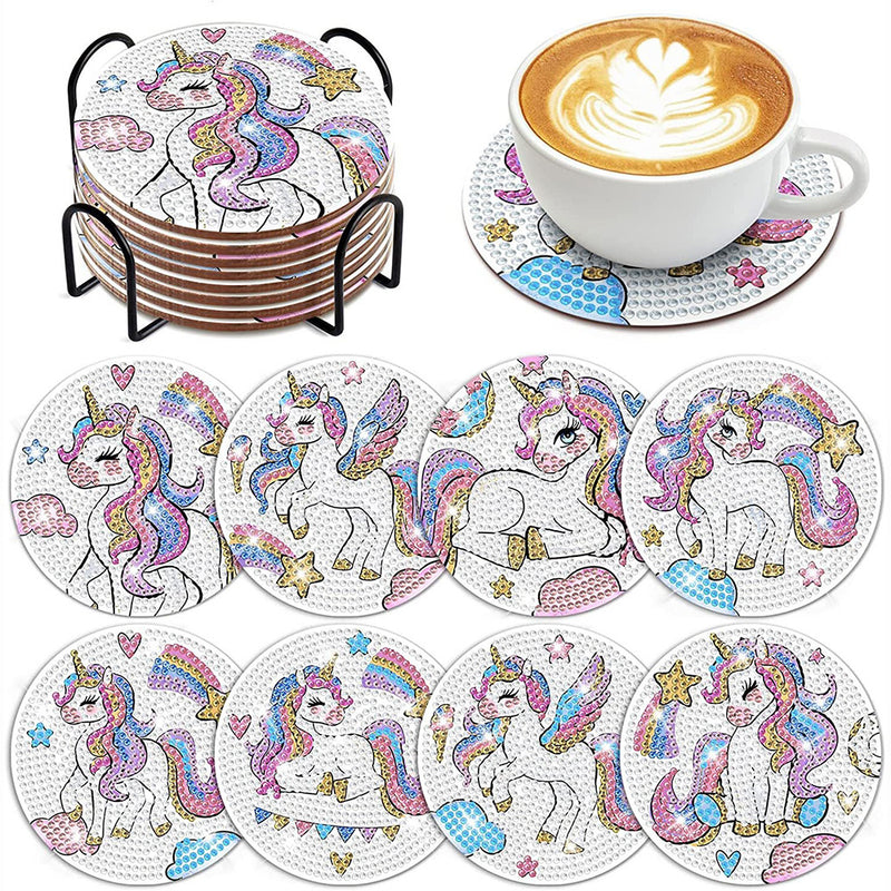 Unicorn Diamond Painting Coasters 8Pcs