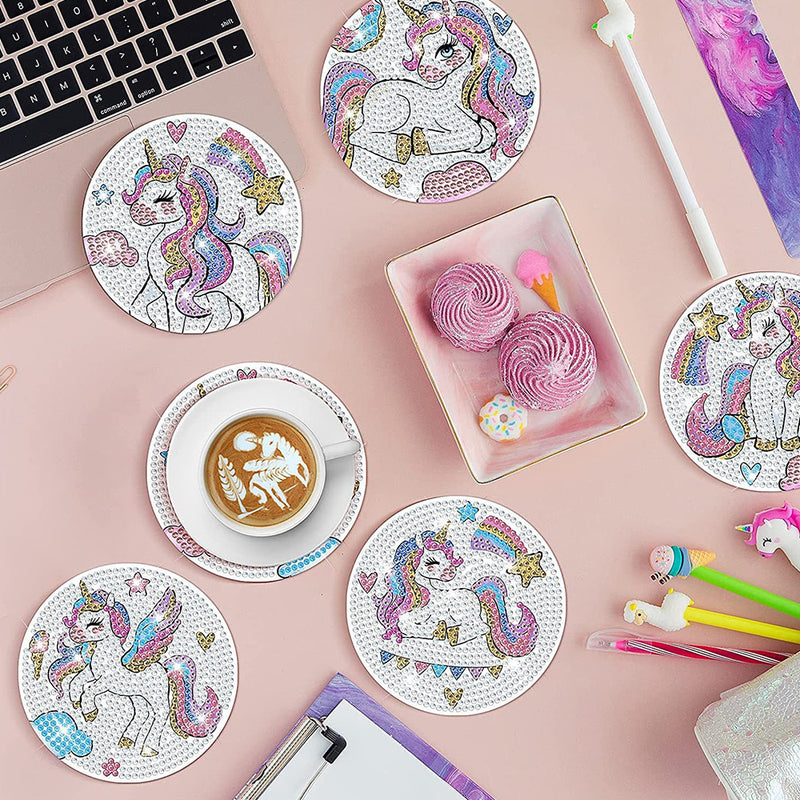 Unicorn Diamond Painting Coasters 8Pcs