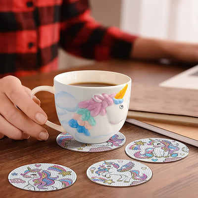 Unicorn Diamond Painting Coasters 8Pcs