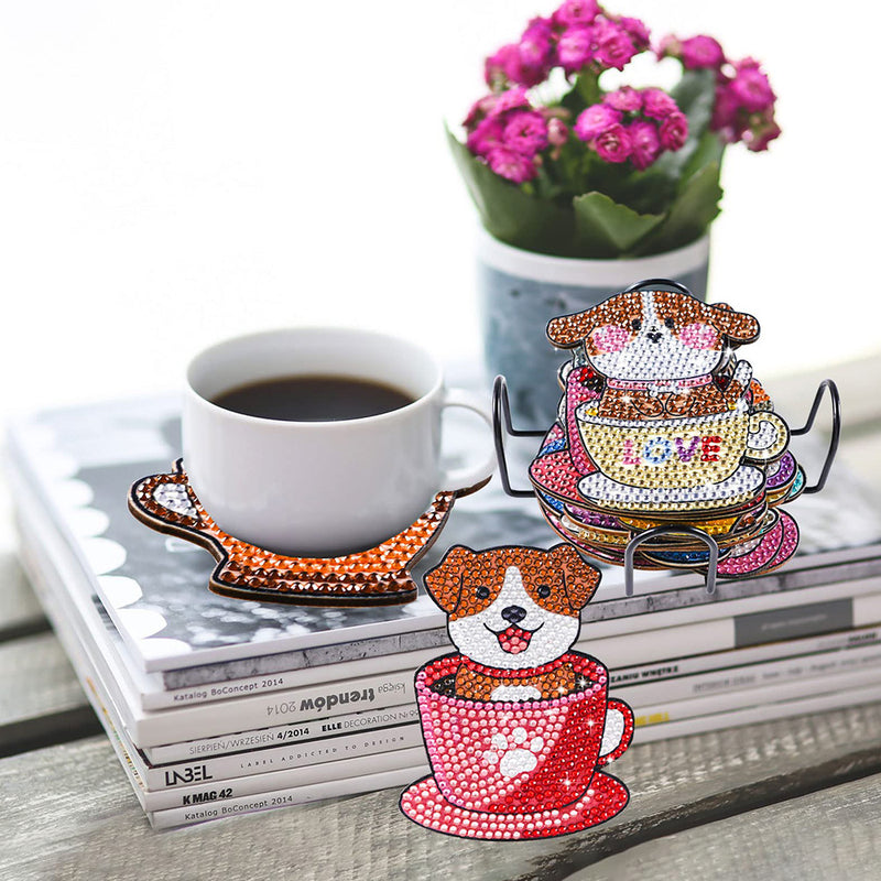Cute Cup Cat Diamond Painting Coasters 10Pcs