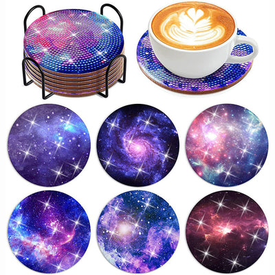 Starry Sky Diamond Painting Coasters 6Pcs