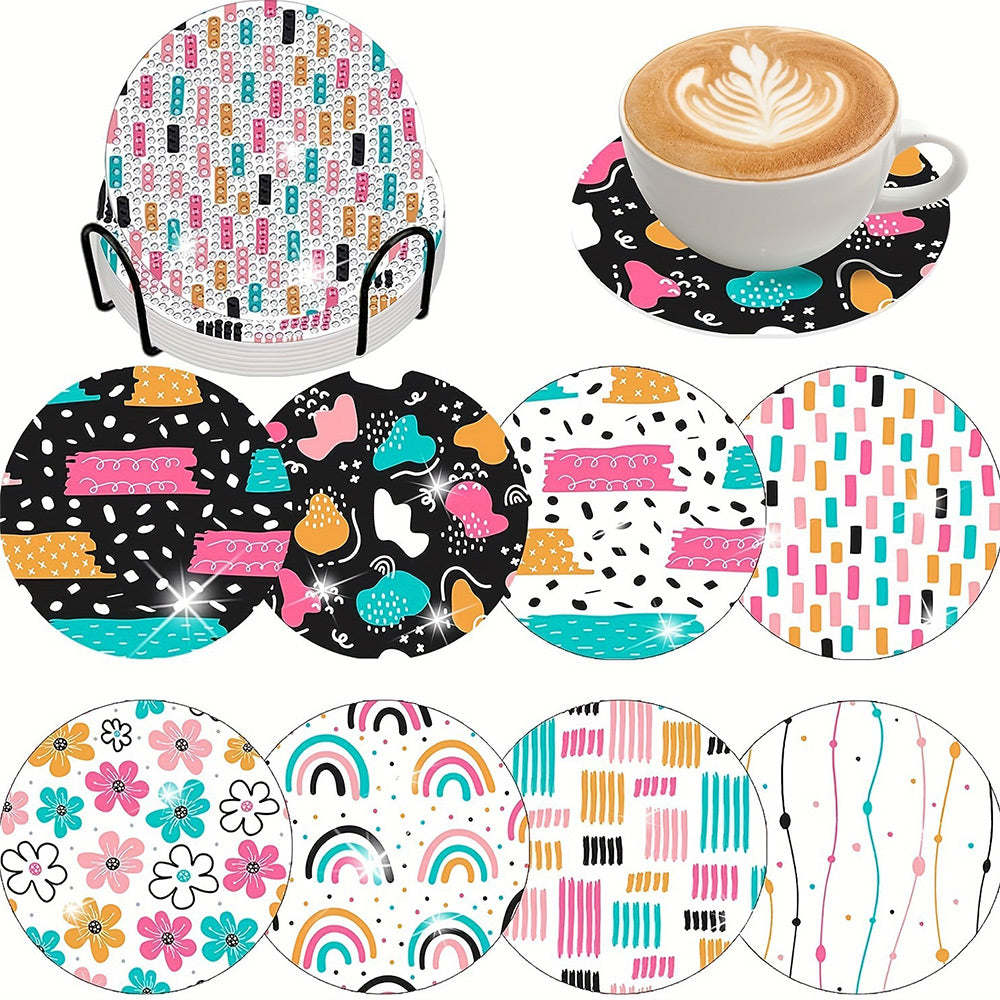 Sweet Lines Diamond Painting Coasters 8Pcs