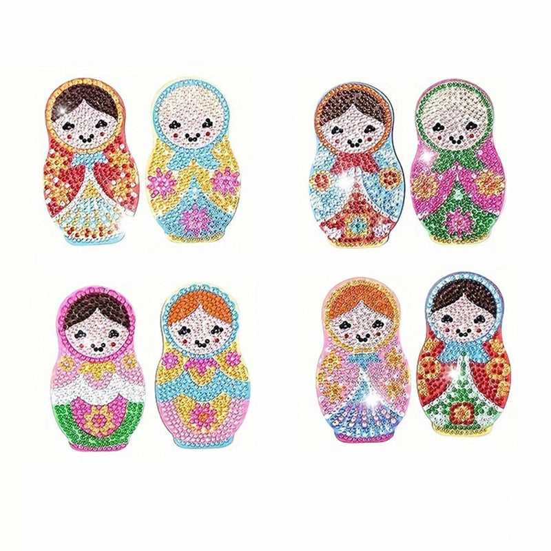 Matryoshka Dolls Diamond Painting Coasters 8Pcs