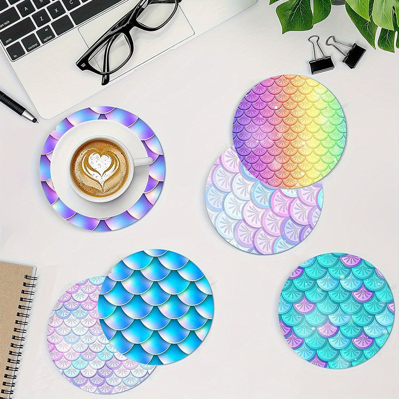 Colorful Scales Diamond Painting Coasters 8Pcs