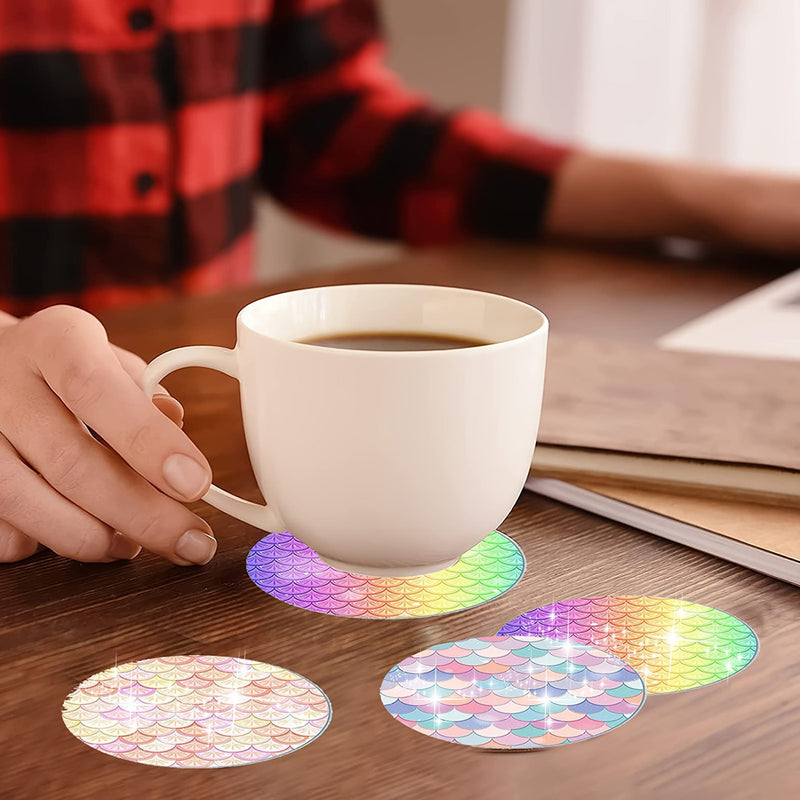 Colorful Scales Diamond Painting Coasters 8Pcs