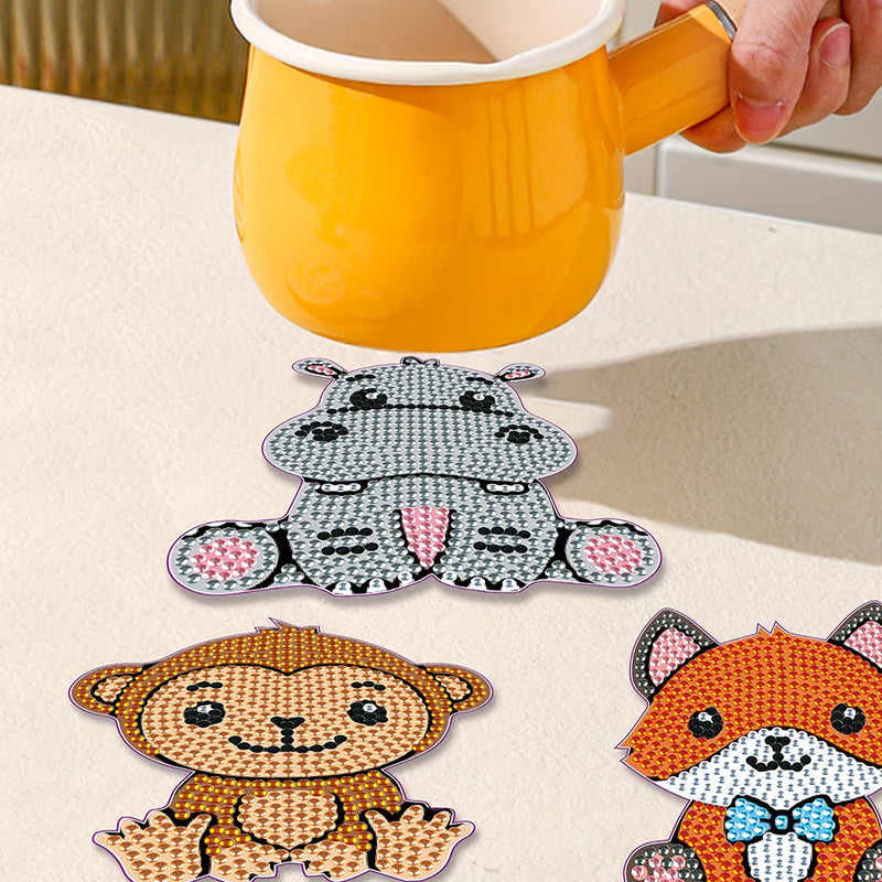 Cute Animals Diamond Painting Coasters 8Pcs