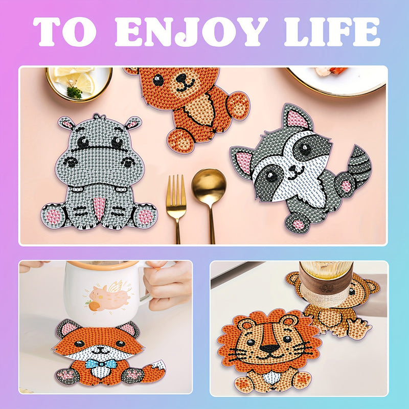 Cute Animals Diamond Painting Coasters 8Pcs