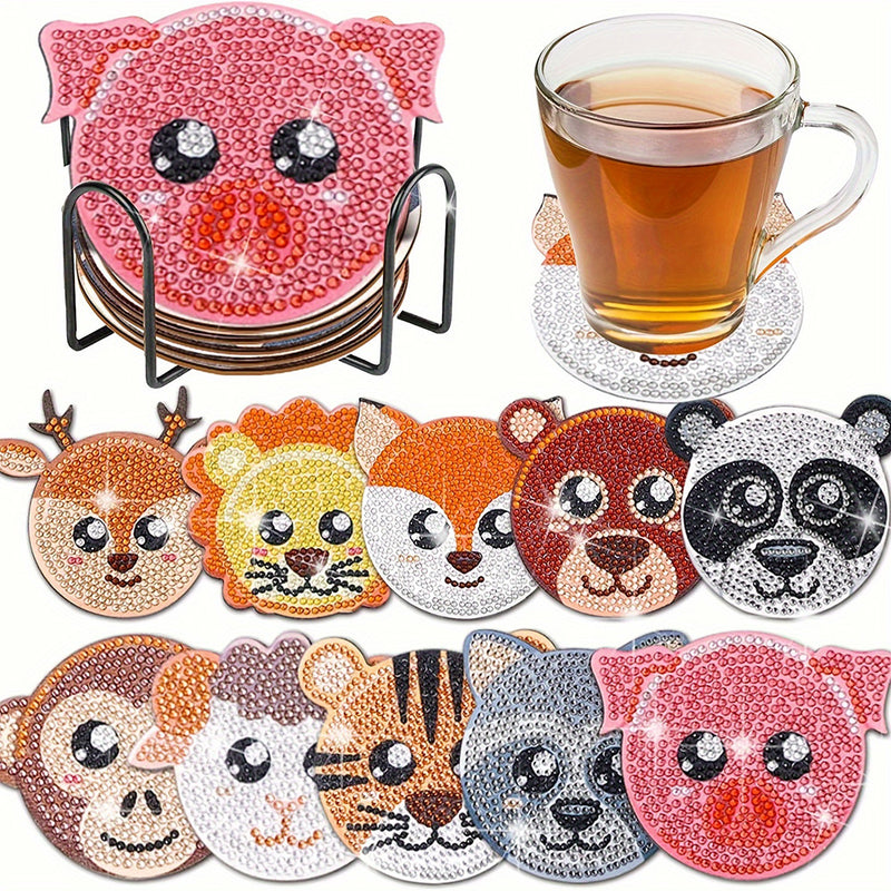 Cute Cartoon Animals Diamond Painting Coasters 10Pcs