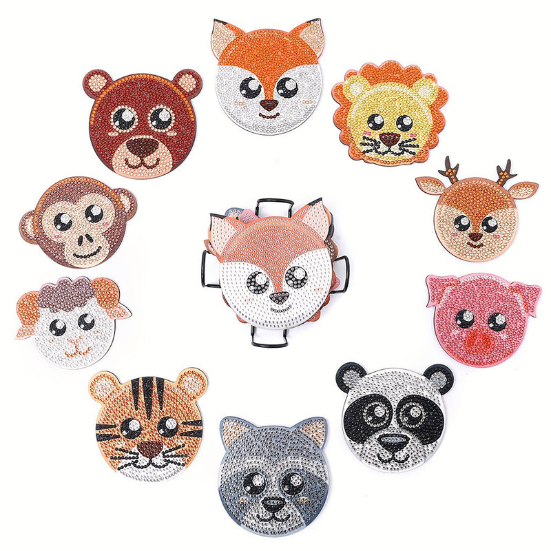 Cute Cartoon Animals Diamond Painting Coasters 10Pcs