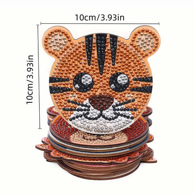 Cute Cartoon Animals Diamond Painting Coasters 10Pcs