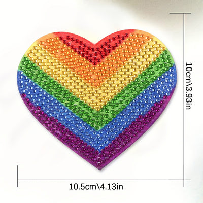 Heart Shaped Rainbow Diamond Painting Coasters 6Pcs