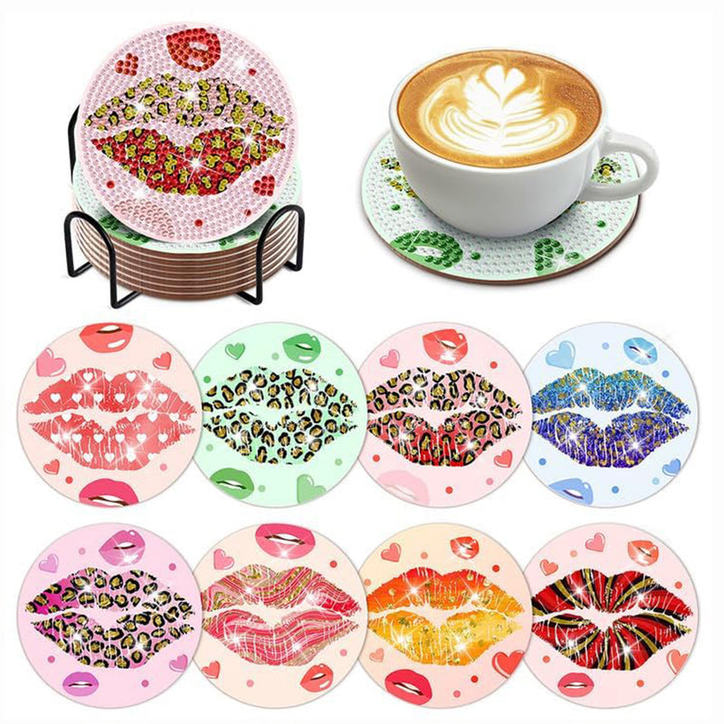 Woman Lips Diamond Painting Coasters 8Pcs