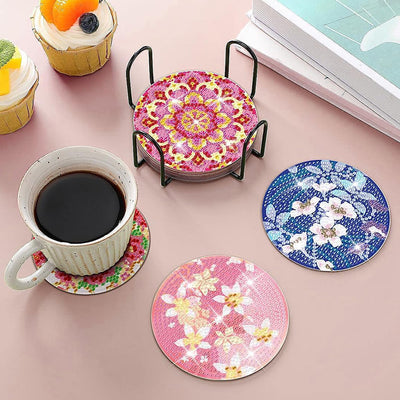 Cherry Blossom Diamond Painting Coasters 8Pcs