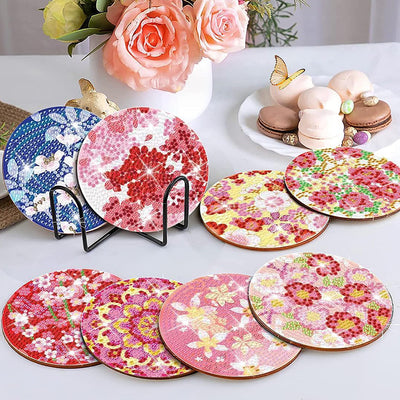 Cherry Blossom Diamond Painting Coasters 8Pcs