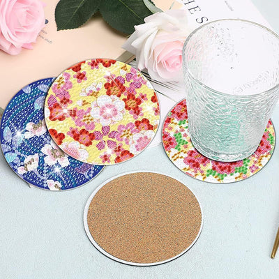 Cherry Blossom Diamond Painting Coasters 8Pcs