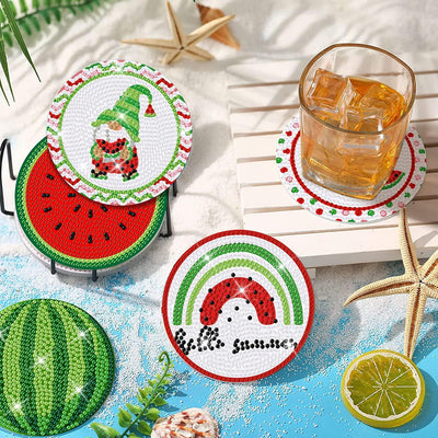 Summer Watermelon Diamond Painting Coasters 8Pcs