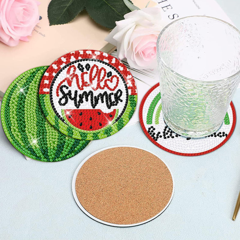 Summer Watermelon Diamond Painting Coasters 8Pcs