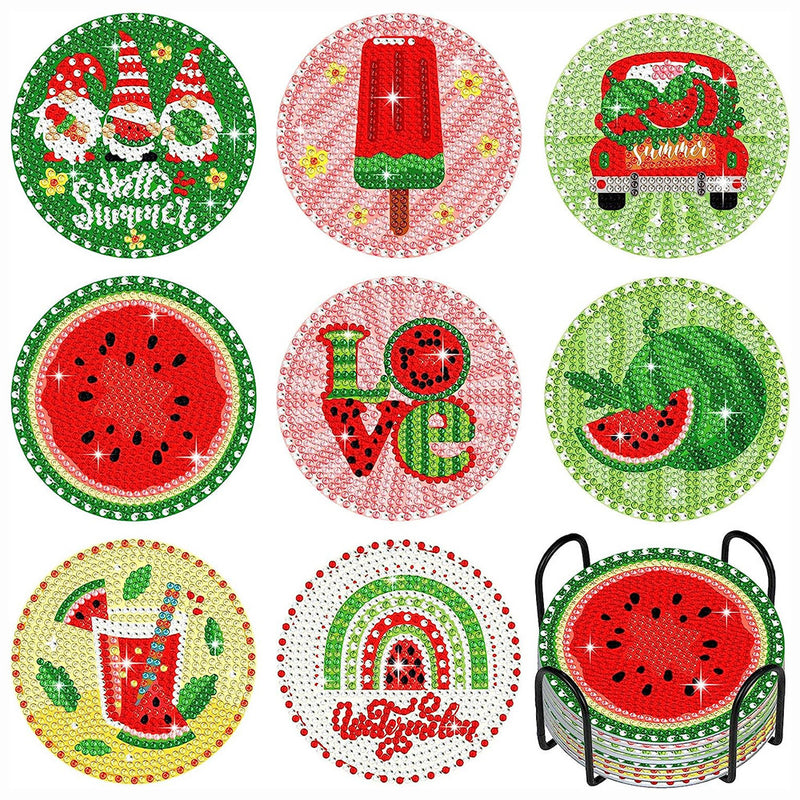 Summer Watermelon Diamond Painting Coasters 8Pcs