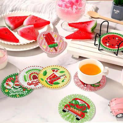 Summer Watermelon Diamond Painting Coasters 8Pcs