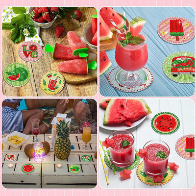 Summer Watermelon Diamond Painting Coasters 8Pcs