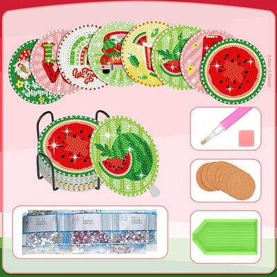 Summer Watermelon Diamond Painting Coasters 8Pcs