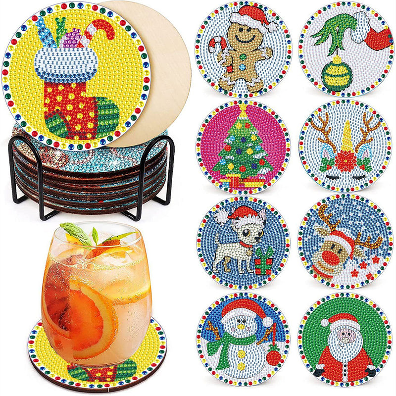 Christmas Diamond Painting Coasters 8Pcs