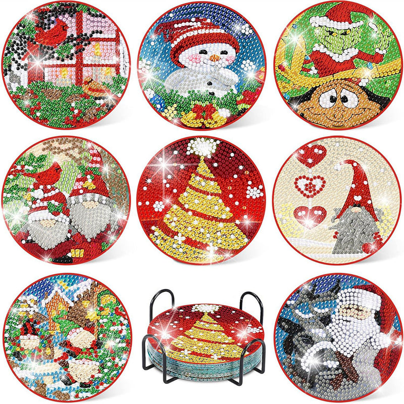 Christmas Diamond Painting Coasters 8Pcs