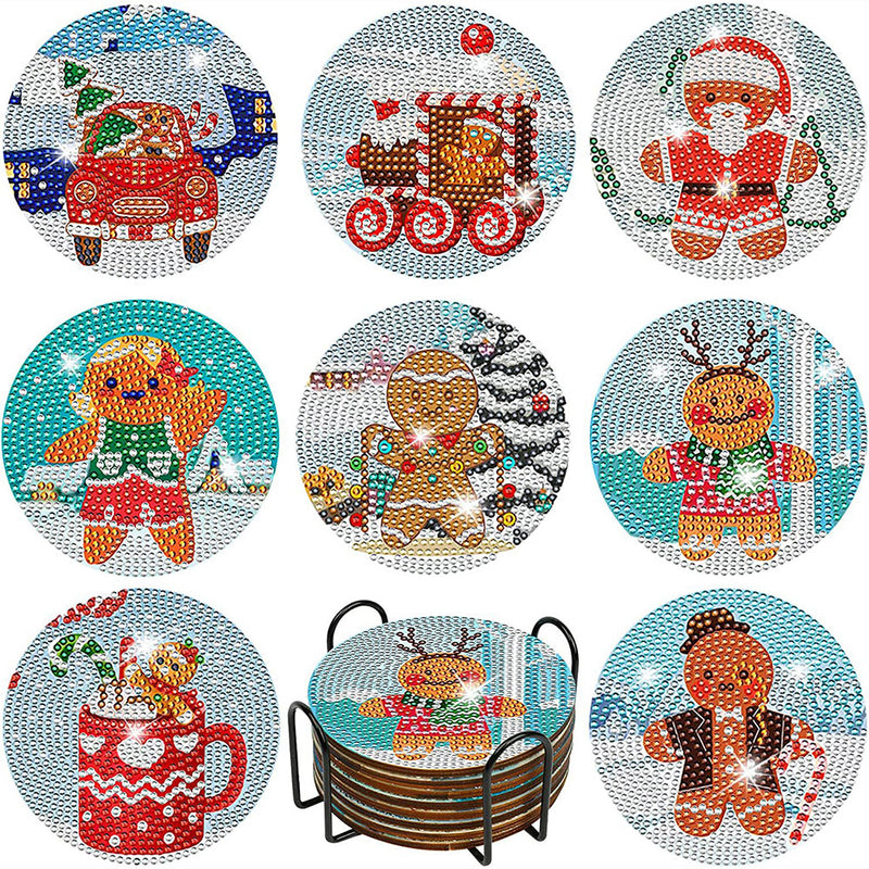 Christmas Diamond Painting Coasters 8Pcs