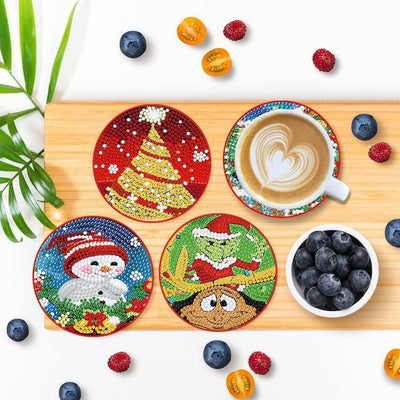 Christmas Diamond Painting Coasters 8Pcs