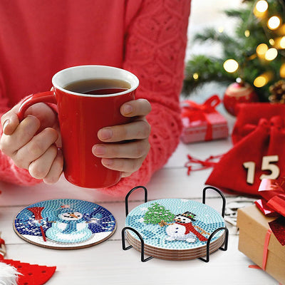 Christmas Snowman Diamond Painting Coasters 8Pcs