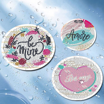 Valentine's Day Diamond Painting Coasters 8Pcs