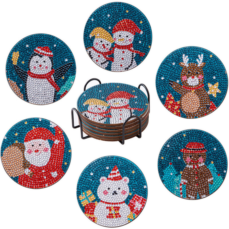 Merry Christmas Diamond Painting Coasters 6Pcs