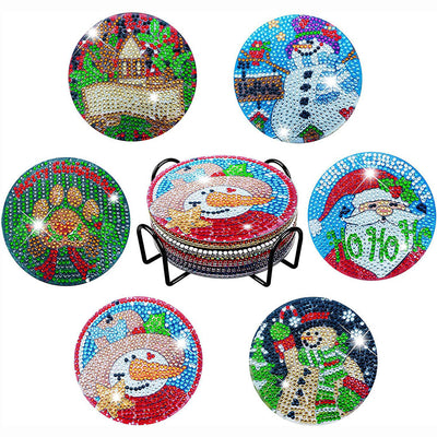 Merry Christmas Diamond Painting Coasters 6Pcs