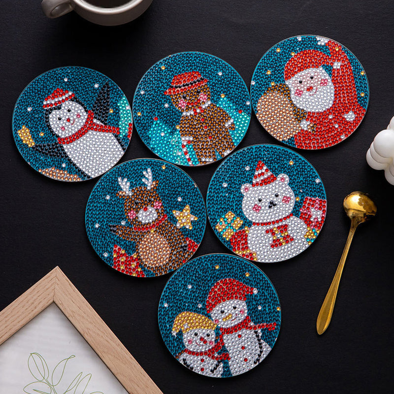 Merry Christmas Diamond Painting Coasters 6Pcs