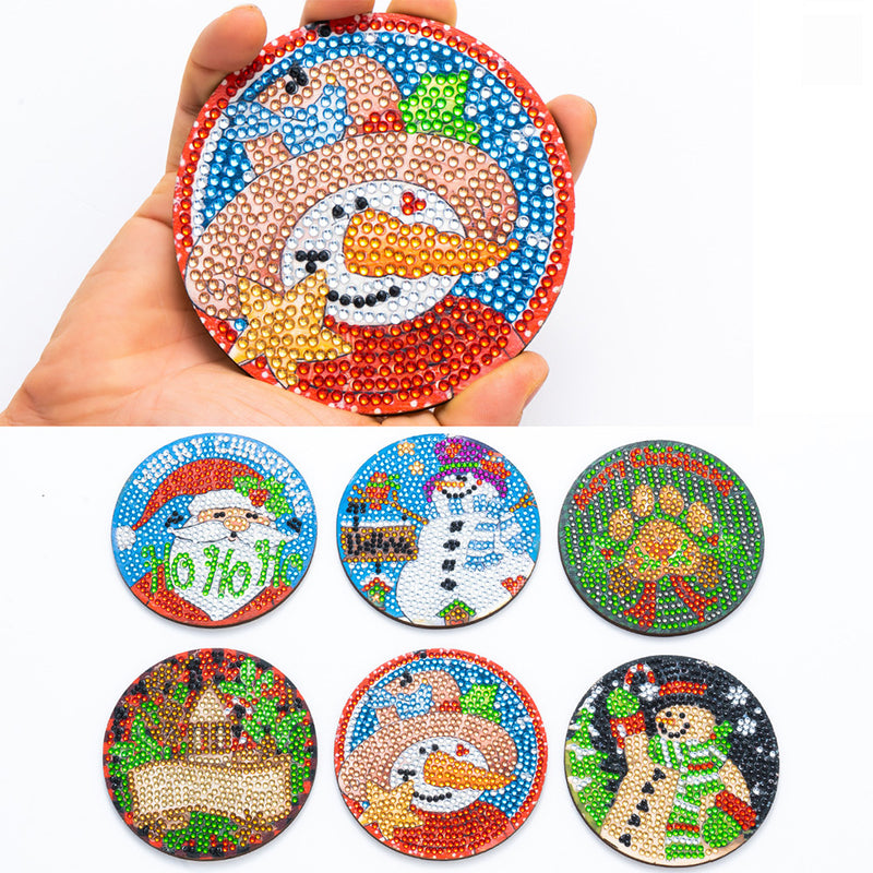 Merry Christmas Diamond Painting Coasters 6Pcs