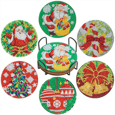 Merry Christmas Diamond Painting Coasters 6Pcs