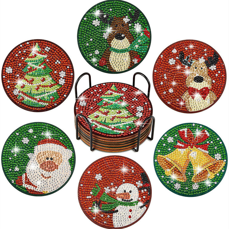 Merry Christmas Diamond Painting Coasters 6Pcs