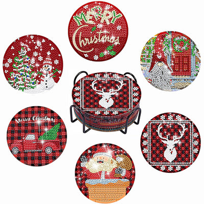 Merry Christmas Diamond Painting Coasters 6Pcs