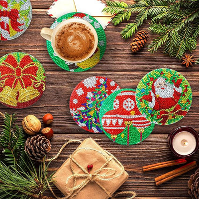 Merry Christmas Diamond Painting Coasters 6Pcs