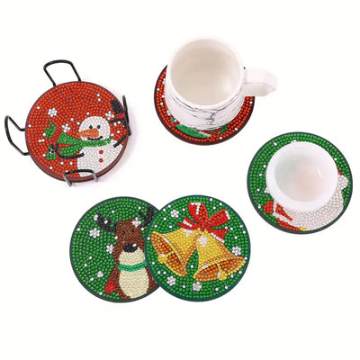 Merry Christmas Diamond Painting Coasters 6Pcs