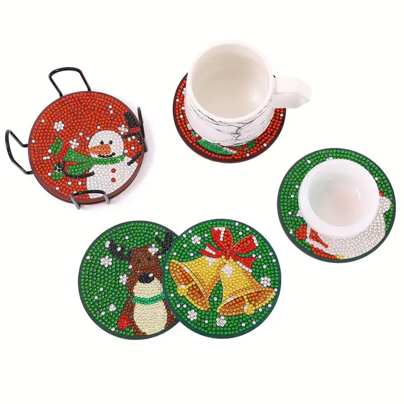 Merry Christmas Diamond Painting Coasters 6Pcs