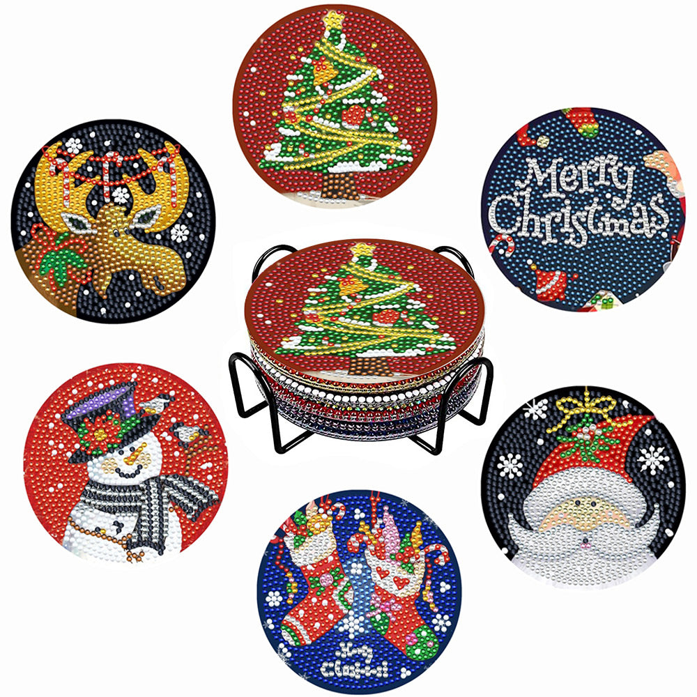 Merry Christmas Diamond Painting Coasters 6Pcs