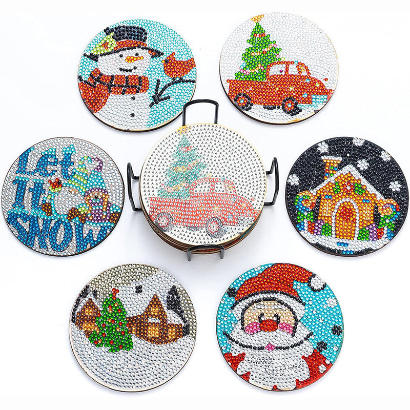 Merry Christmas Diamond Painting Coasters 6Pcs